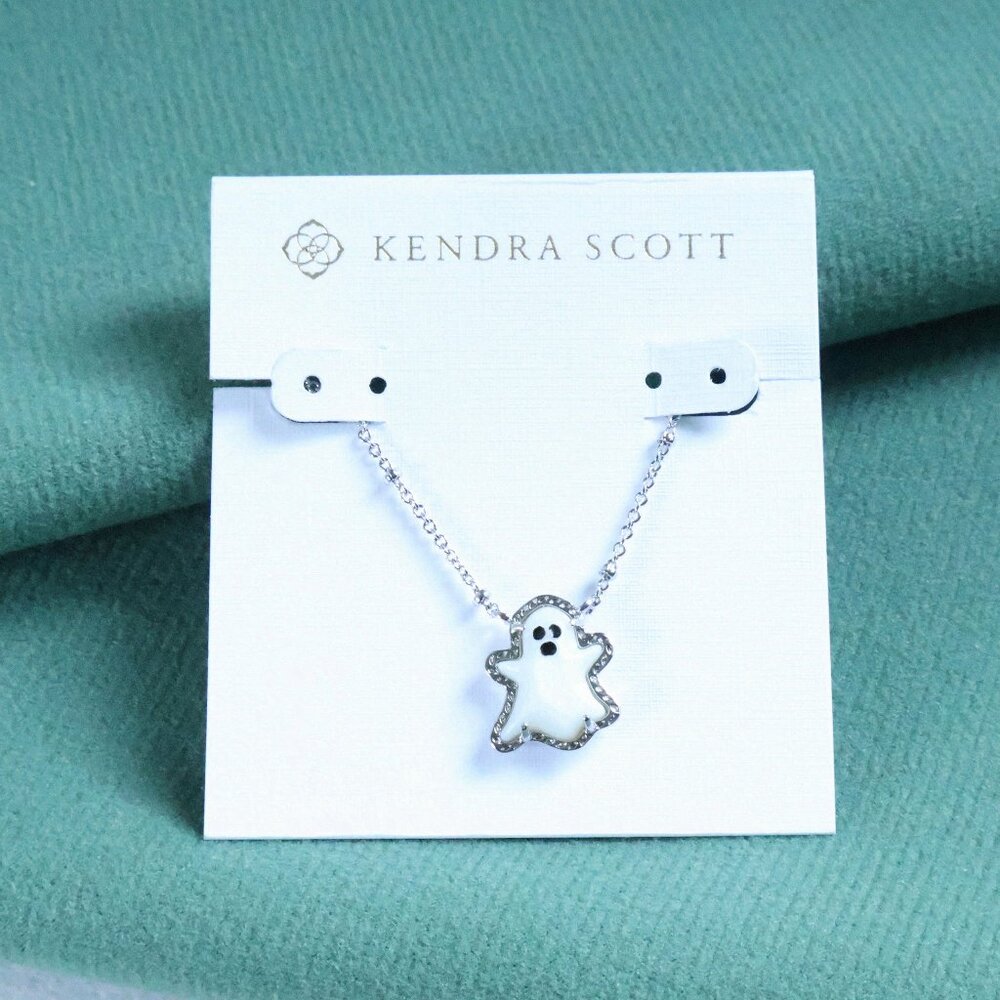 Kendra Scott Ghost - Silver White Mother-of-Pearl Pendant Necklace